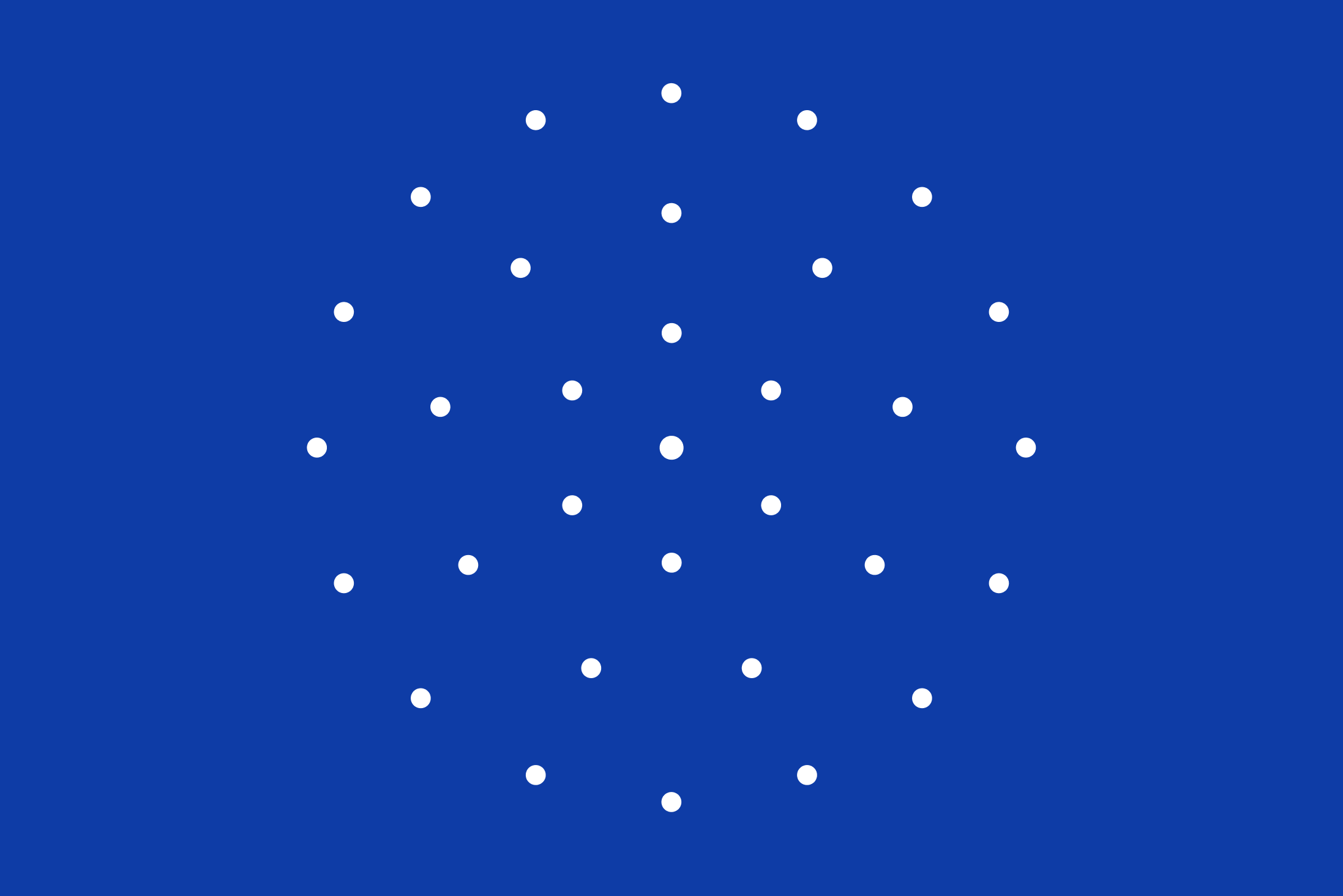 Abstract blue background with scattered white dots in a diamond arrangement