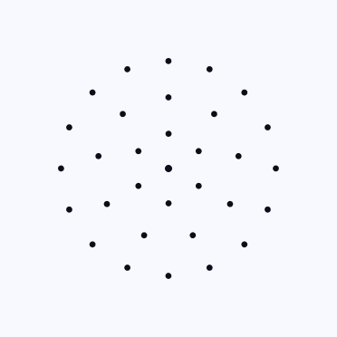 Scattered dots arranged in a circular cluster pattern representing proven impact at scale
